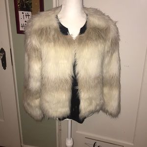 RAGA white/tan faux fur jacket